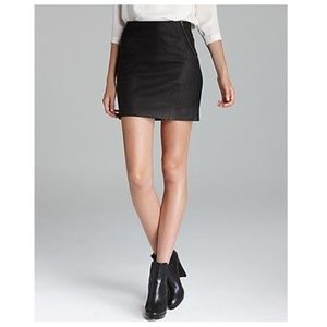 Theory Black Keila Danish Leather Mini Skirt